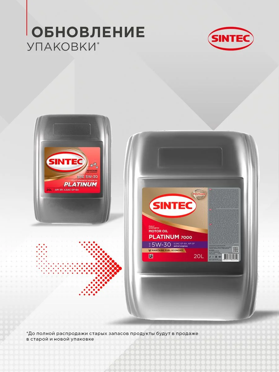 Моторное масло SINTEC PLATINUM 7000 SAE 5W-30 API SP, ILSAC GF-6A Синтетическое
