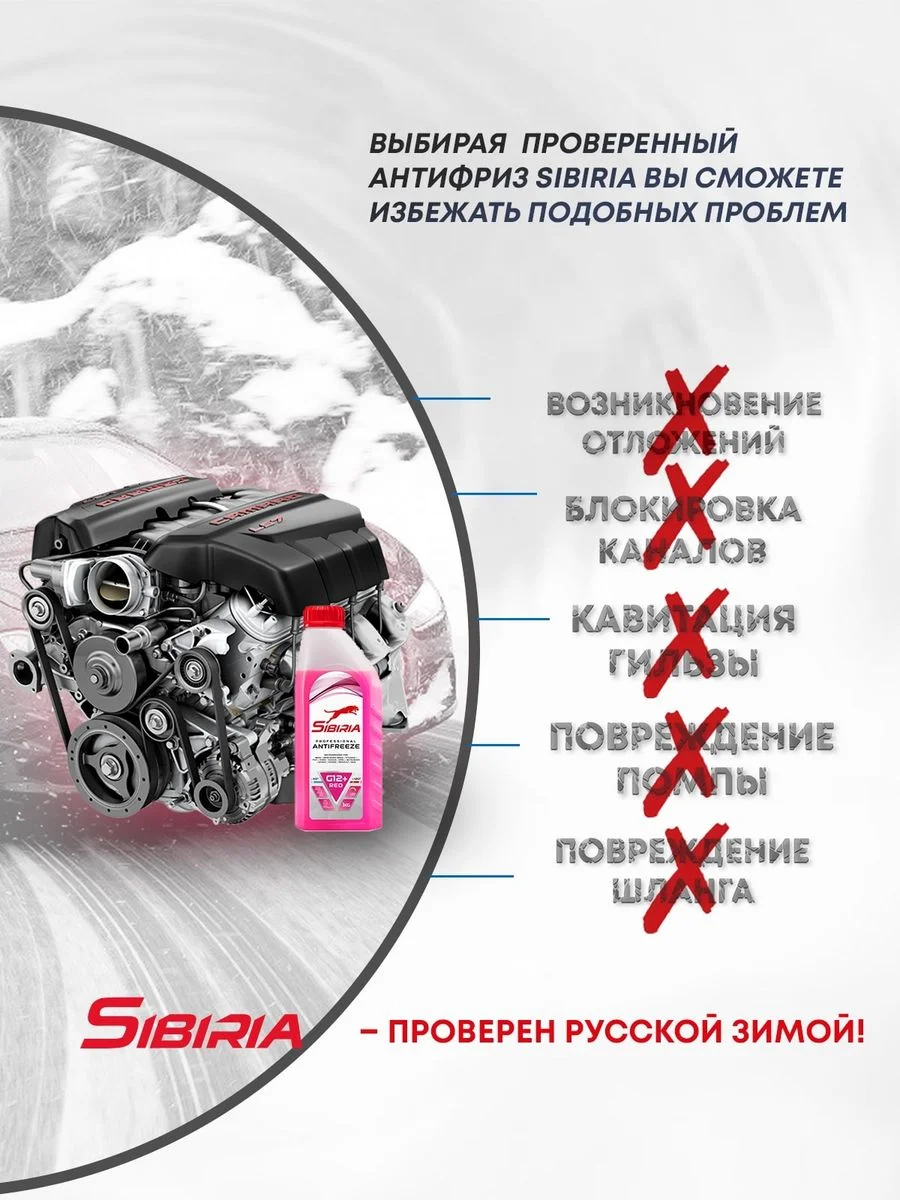 Антифриз для двигателя автомобиля SIBIRIA ANTIFREEZE G12+ (-50)