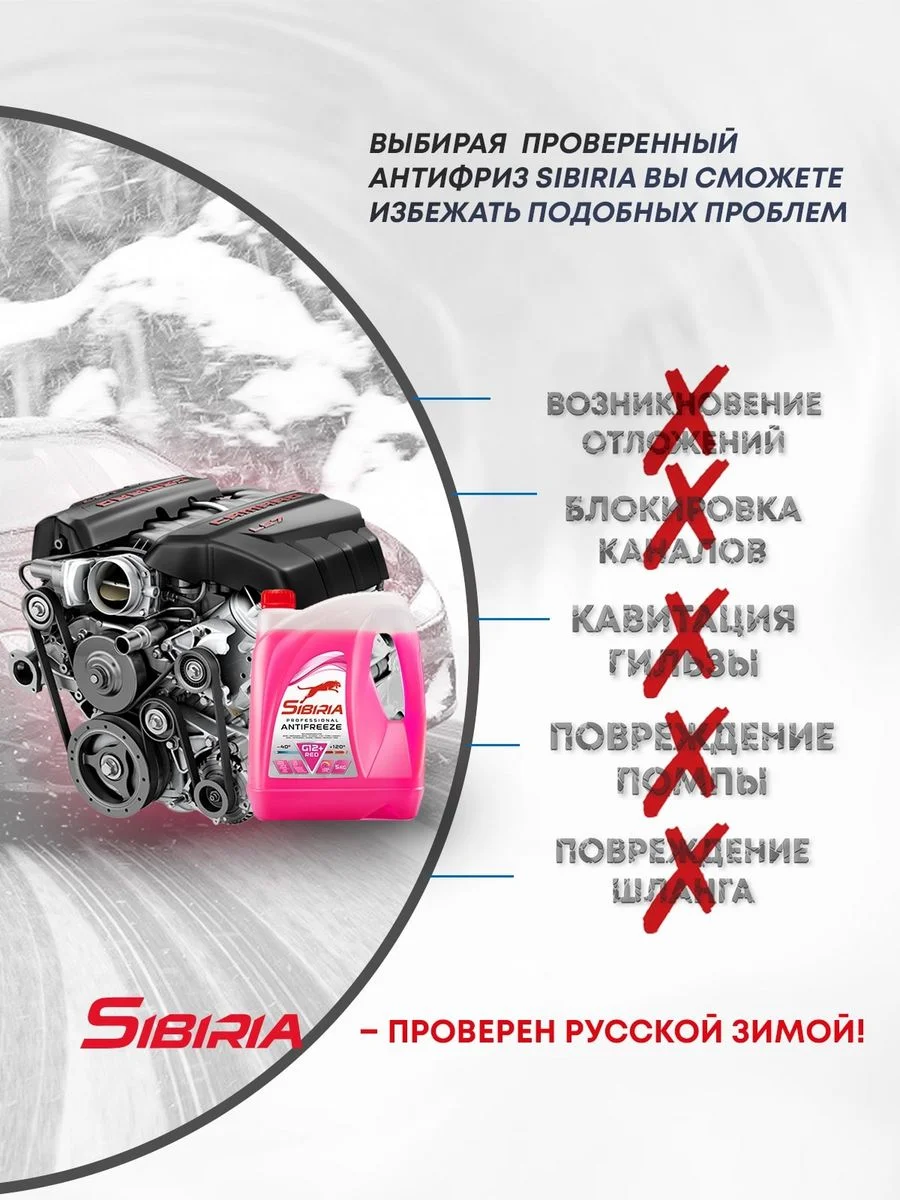 Антифриз для двигателя автомобиля SIBIRIA ANTIFREEZE G12+ (-50)