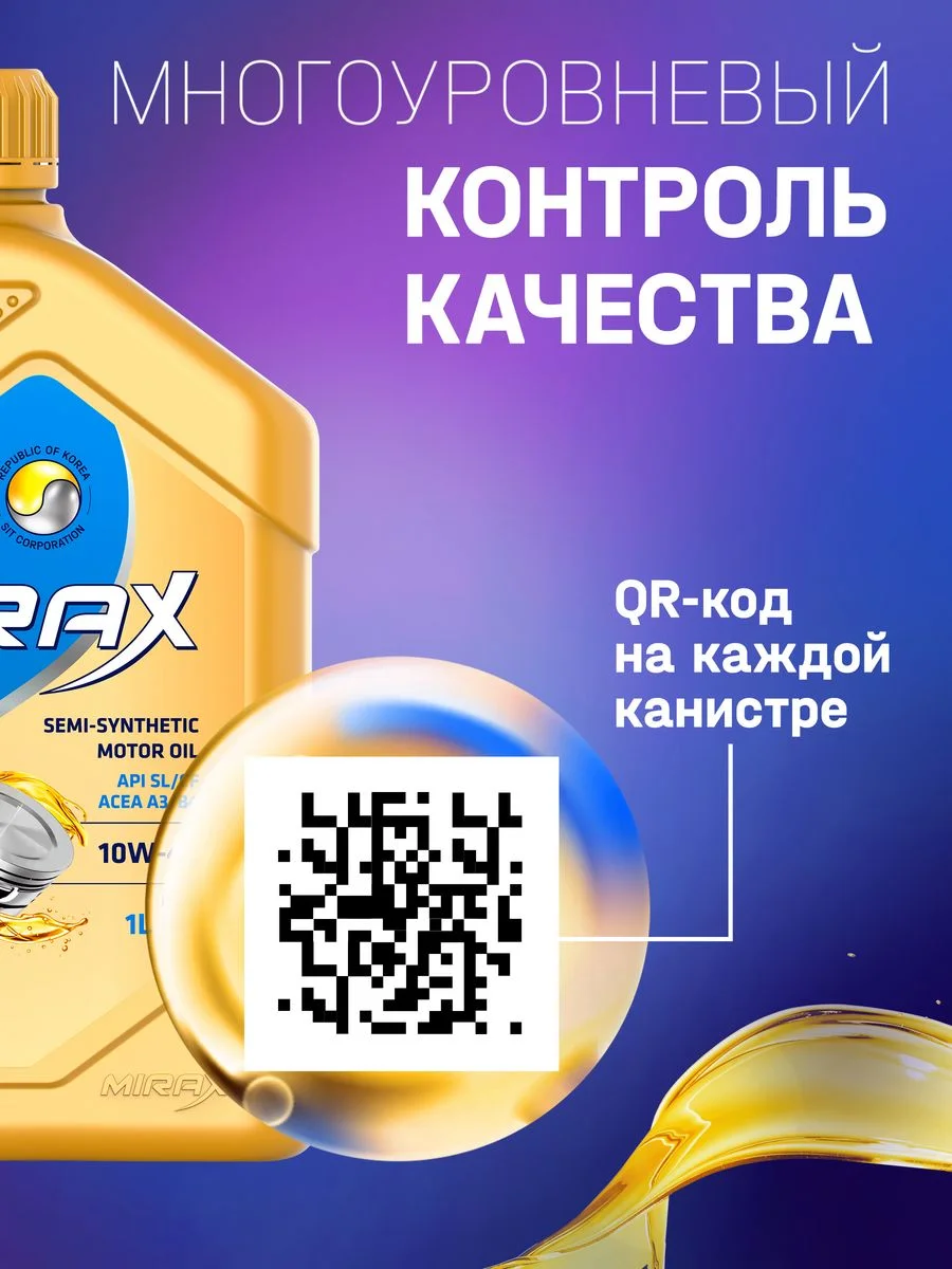 Моторное масло MIRAX MX5 SAE 10W-40, API SL/CF, ACEA A3/B4 Полусинтетическое