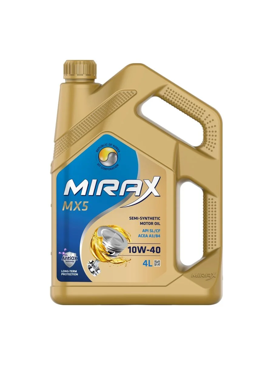 Моторное масло MIRAX MX5 SAE 10W-40, API SL/CF, ACEA A3/B4 Полусинтетическое