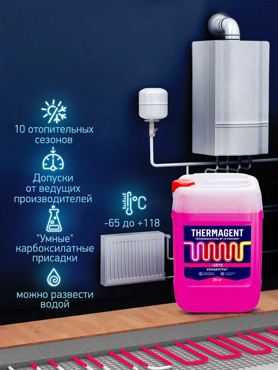 Теплоноситель для отопления Thermagent -65 концентрат на основе этиленгликоля