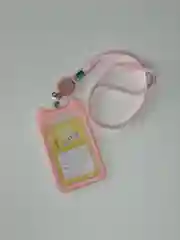 Бейдж с ушками Котик, с рулеткой, силиконовая оправа, для пропуска, чехол карты, с лентой
