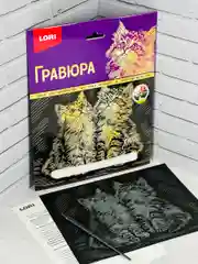 Картина на фольге Котята Котенок кошка эффект золото Лори