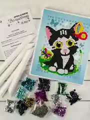 Картина из пайеток аппликация стразы Котенок Кот Кошка лори