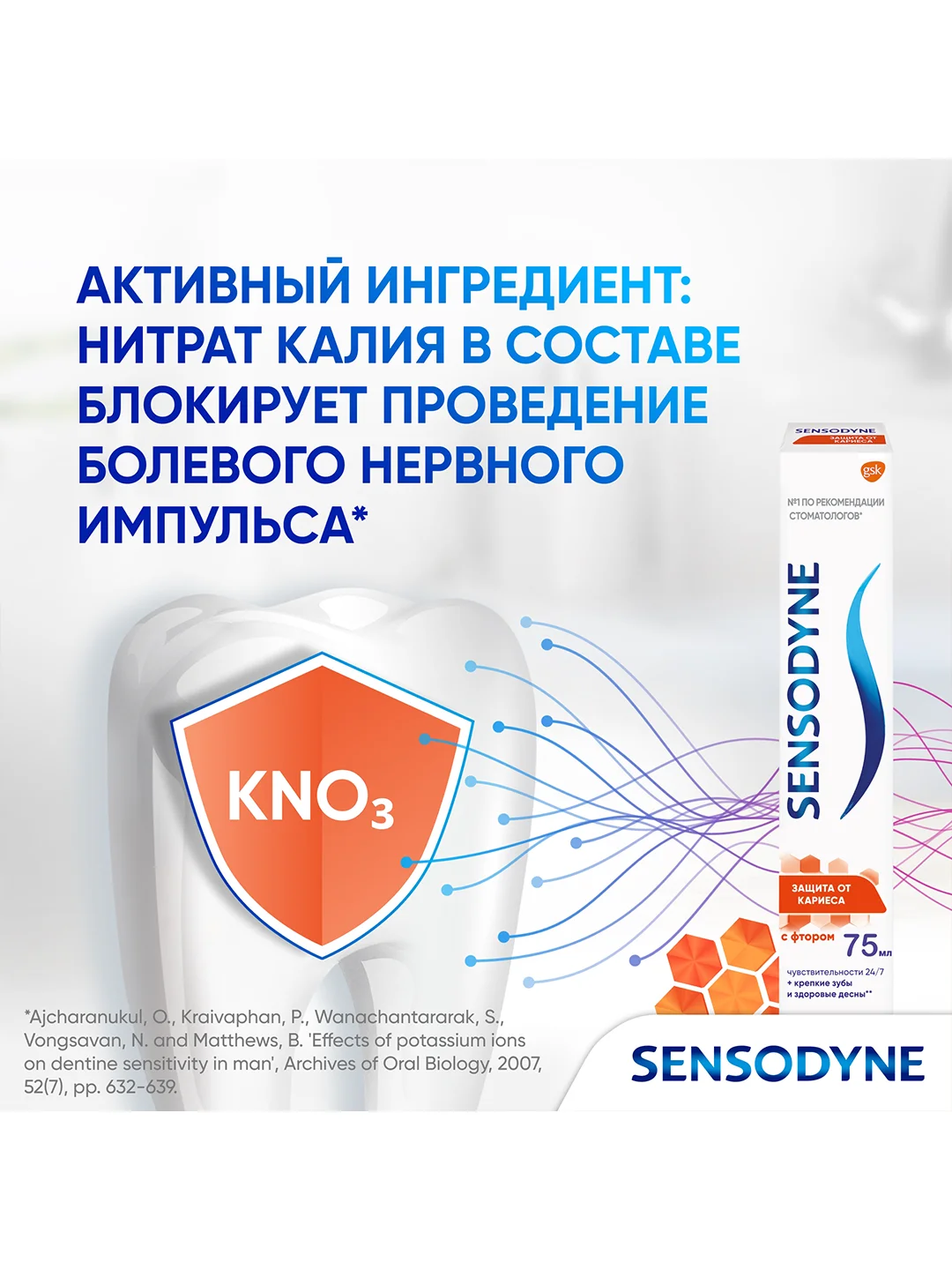 Зубная паста Sensodyne Защита от кариеса с фтором, 75 мл