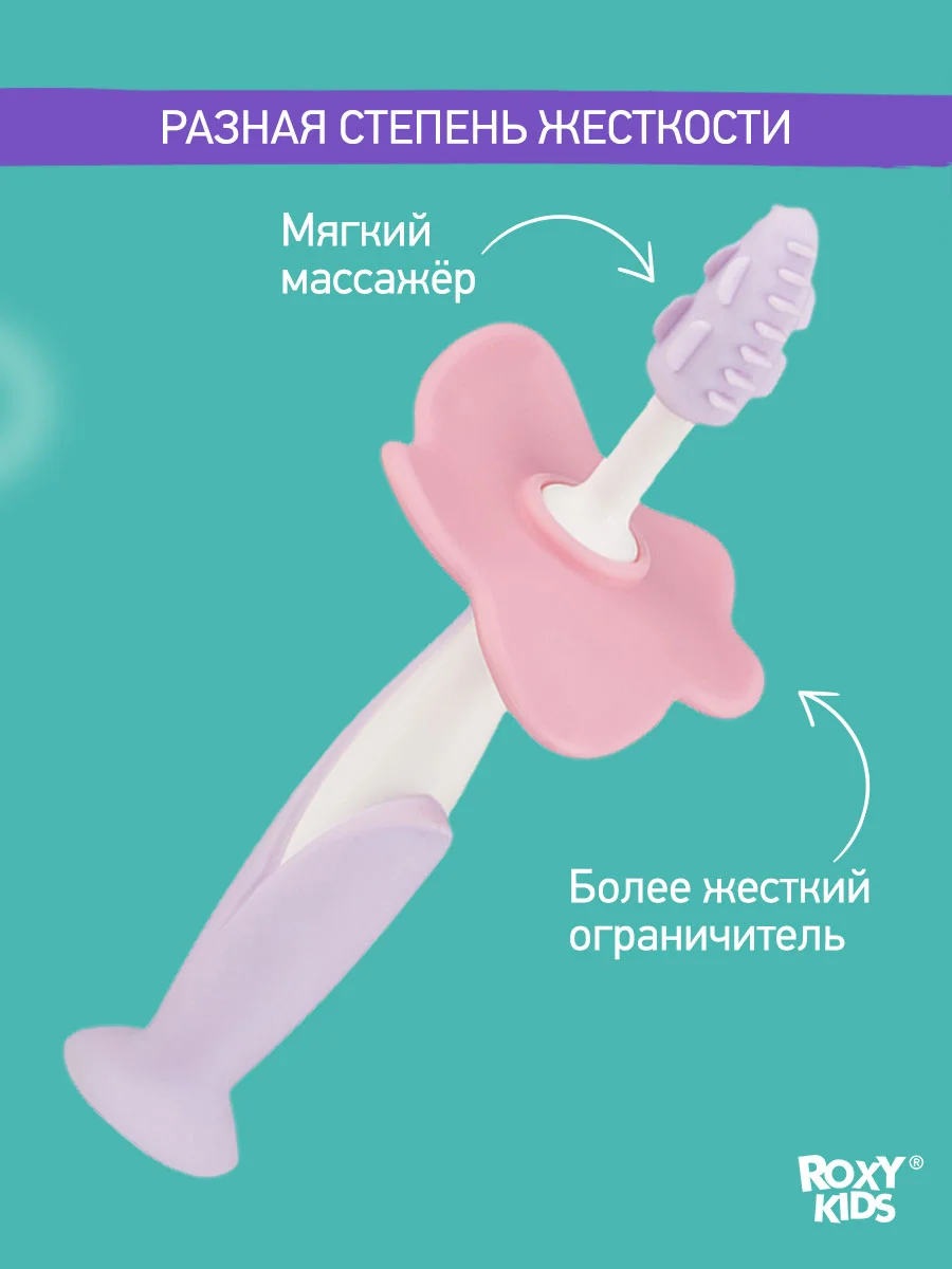 Мятный щетки - массажёры, прорезыватель, грызунки детские FLOWER от ROXY-KIDS, 2 шт