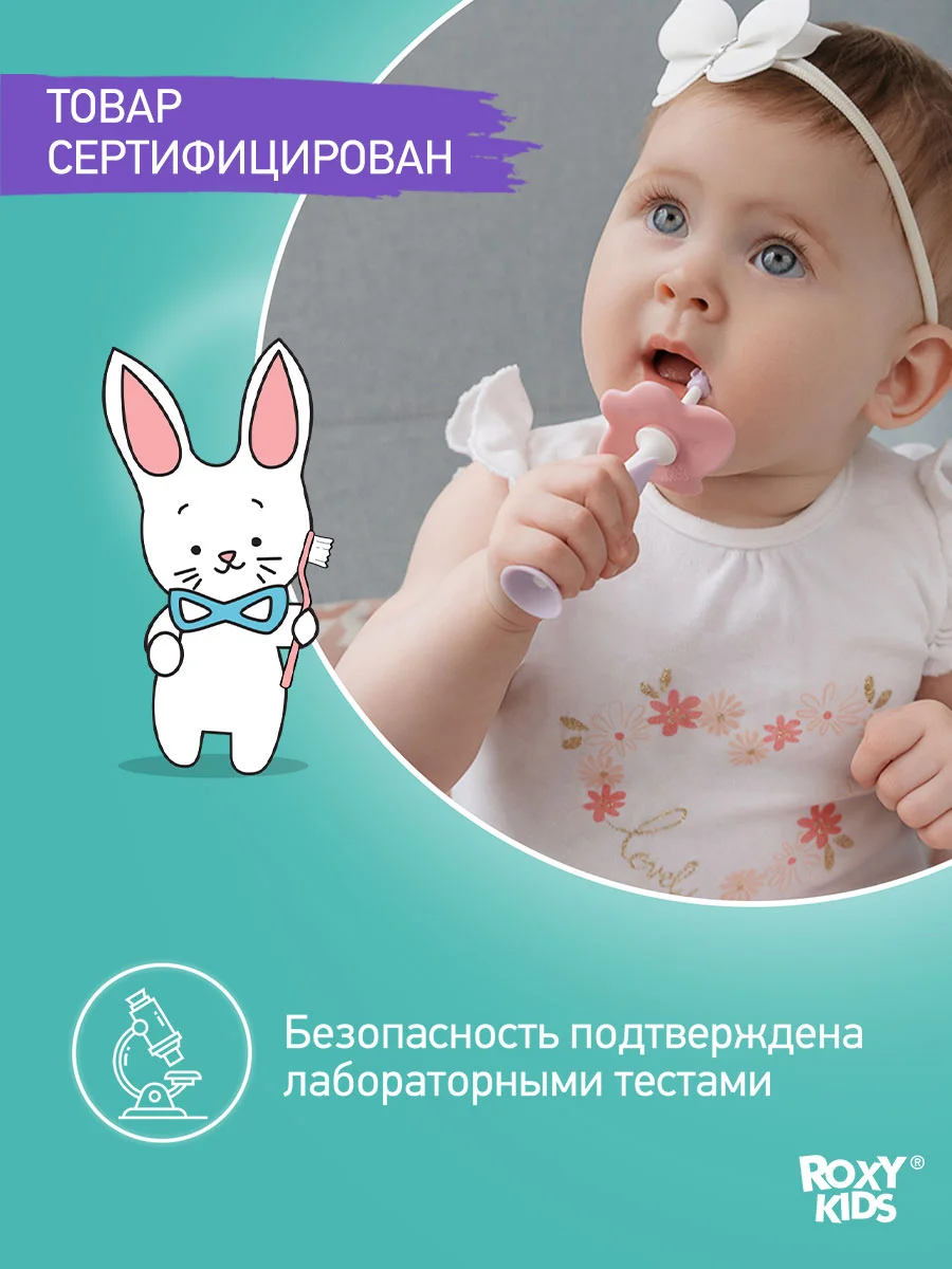 Мятный щетки - массажёры, прорезыватель, грызунки детские FLOWER от ROXY-KIDS, 2 шт