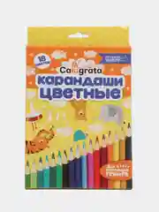 Карандаши 18 цветов, корпус деревянный, треугольный