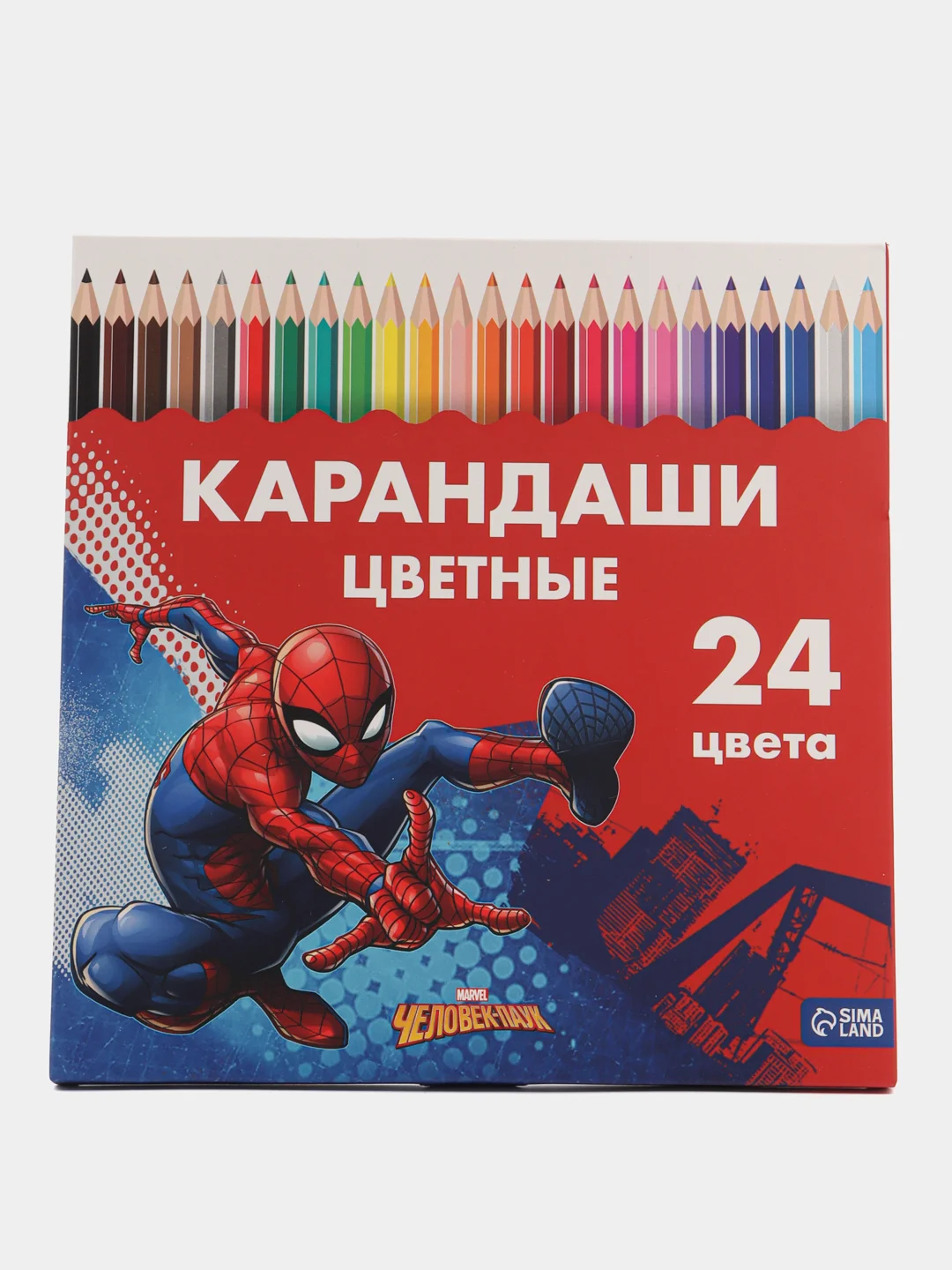 Карандаши цветные - 24 цветов, корпус деревянный, трехгранные
