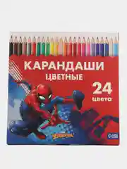 Карандаши цветные - 24 цветов, корпус деревянный, трехгранные