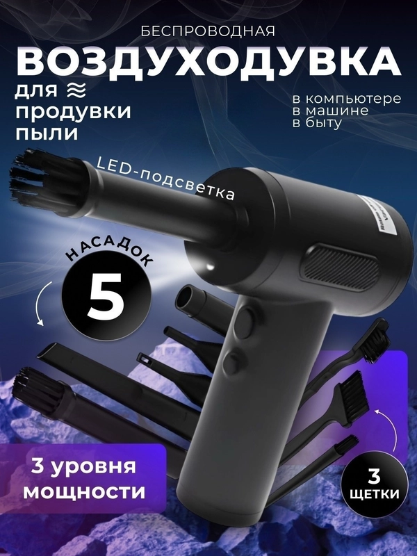 Беспроводная воздуходувка для продувки пыли, бытовая, для мангалов, аккумуляторная