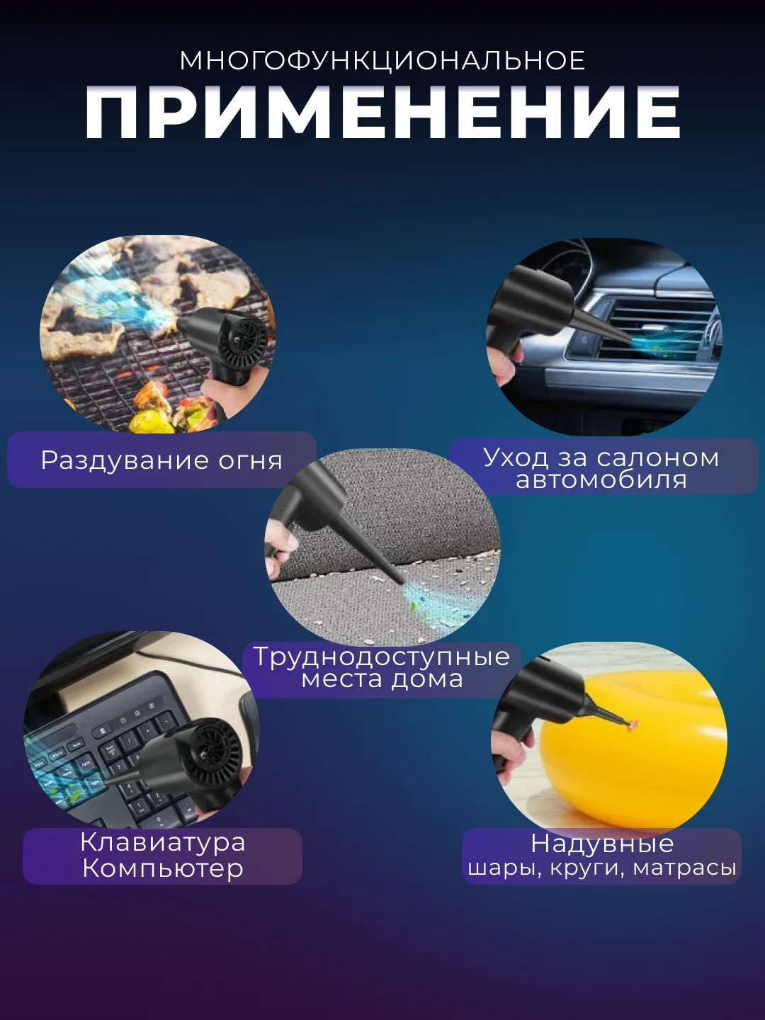Разноцветный беспроводная воздуходувка для продувки пыли, бытовая, для мангалов, аккумуляторная