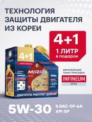Моторное масло MIRAX MX9 SAE 5W-30, API SP, ILSAC GF-6A Синтетическое