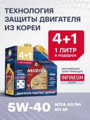Моторное масло MIRAX MX9 SAE 5W-40, API SP, ACEA A3/B4 Синтетическое