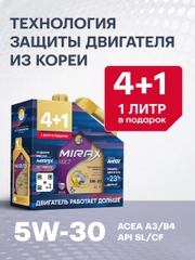 Моторное масло MIRAX MX7 SAE 5W-30, API SL/CF, ACEA A3/B4