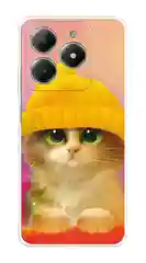 Угольный чехол на Realme C61 4G (Global) / Realme C61 4G прозрачный, с принтом, защита камеры