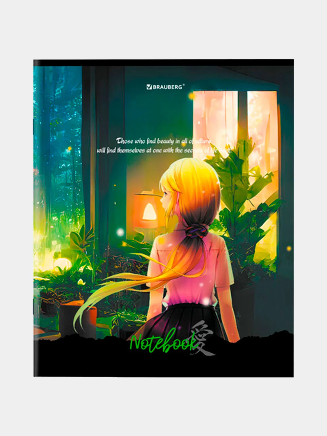 Зеленый тетрадь 80 л., А5, клетка, "Anime Girls"