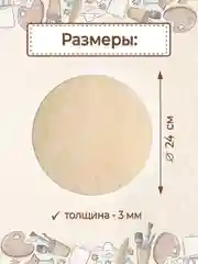 Заготовка и основа для творчества и выжигания, рисования Круг D 24 см 3шт