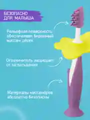 Фиолетовый щетки - массажёры, прорезыватель, грызунки детские FLOWER от ROXY-KIDS, 2 шт