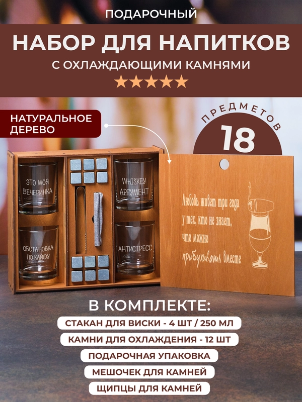 Набор бокалов Бокал Wood Bank для виски и вина