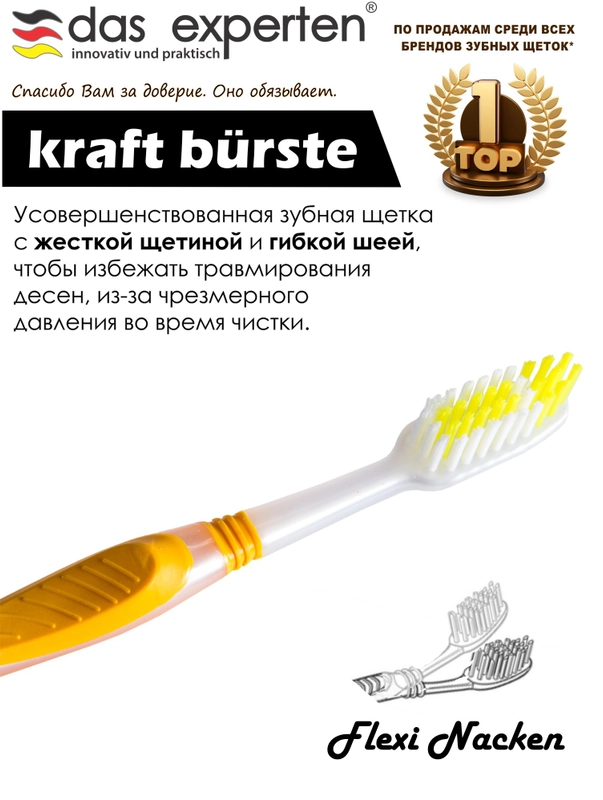 Жесткая зубная щетка KRAFT flexineck Das Experten