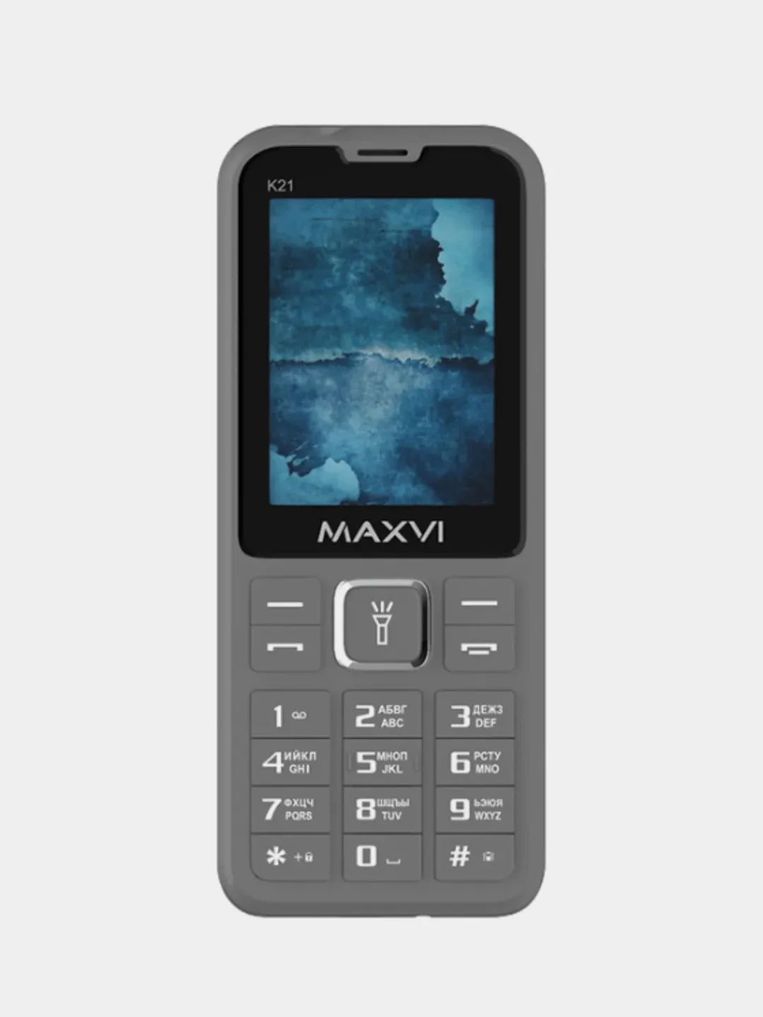 Серый мобильный телефон Maxvi K21, аккумулятор 1400 мАч