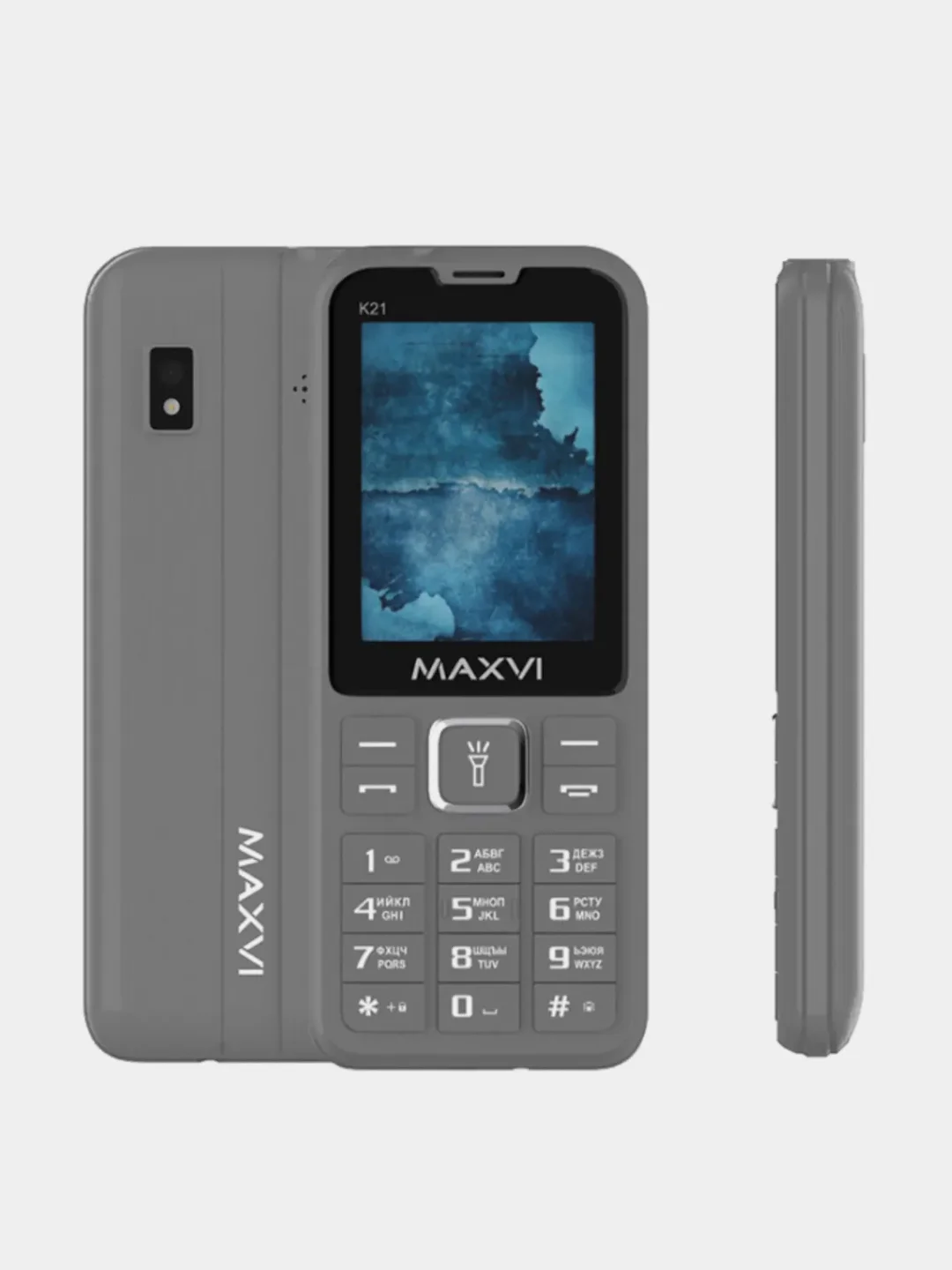 Серый мобильный телефон Maxvi K21, аккумулятор 1400 мАч