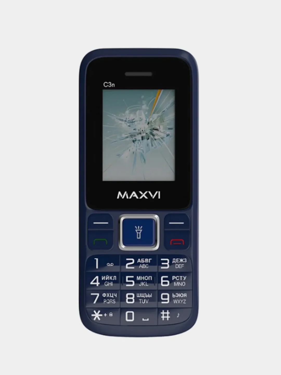Синий мобильный телефон Maxvi C3n, аккумулятор 800 мАч