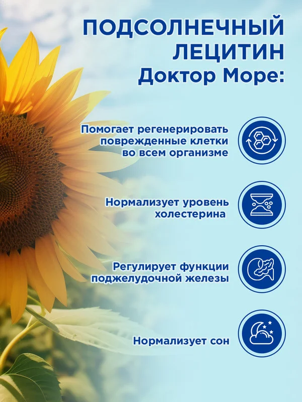 Пищевая добавка Доктор Море Лецитин подсолнечный, 70 капсул по 0,4 г