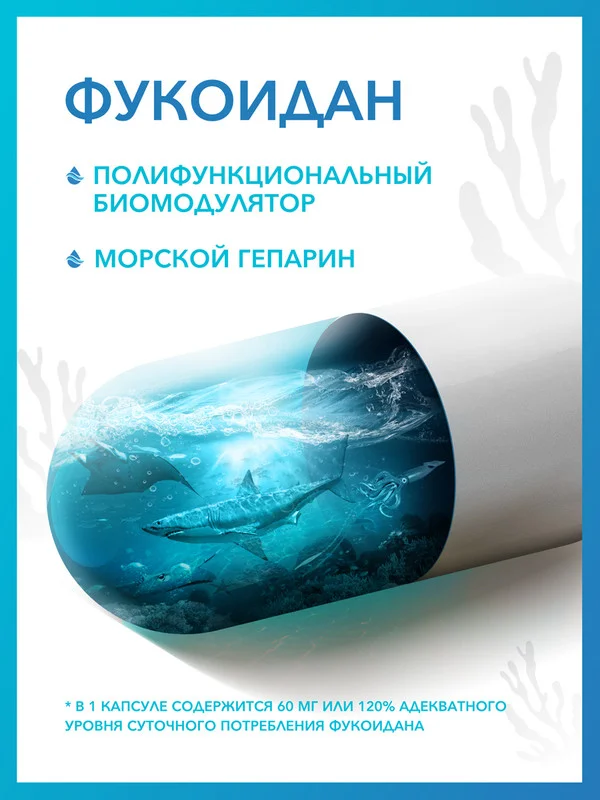 БАД к пище Доктор Море Альгавир - Фукоидан, 30 капсул по 0,1 г