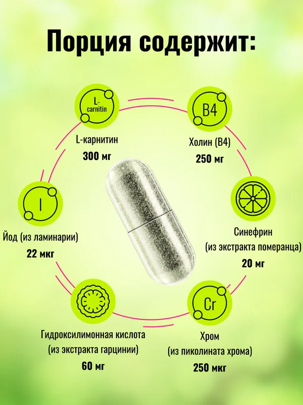 Пищевая добавка Доктор Море Жиросжигатель на основе L-карнитина, 60 капсул