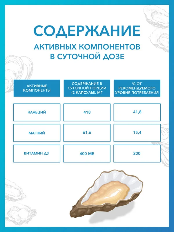БАД к пище Доктор Море "Кальций, Магний, Д3", 60 капсул по 0,65 г