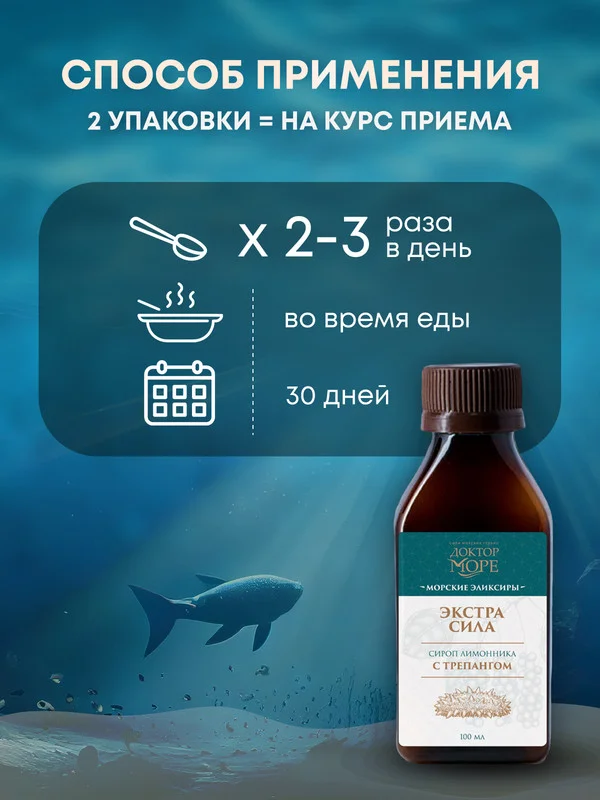 Пищевая добавка Доктор Море Сироп лимонника с трепангом, 100 мл