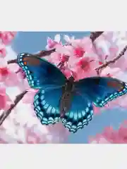 Алмазная мозаика с частичным заполнением на холсте Бабочка, 15 х 21 см