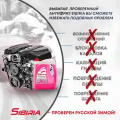 Антифриз для двигателя автомобиля SIBIRIA ANTIFREEZE G12+ (-40)