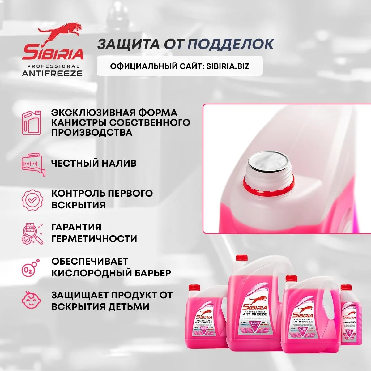 Антифриз для двигателя автомобиля SIBIRIA ANTIFREEZE G12+ (-40)