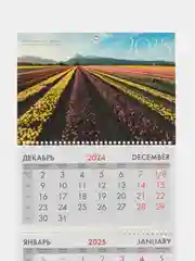 Календарь настенный квартальный отрывной 2025 Brauberg Долина цветов, 116098