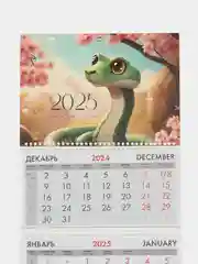 Календарь настенный квартальный отрывной 2025 Brauberg Змейка, 116095