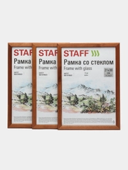 Рамка для фото 21х30 см А4 Staff 391387, стекло багет 16 мм дерево цвет орех комплект 3 шт