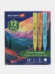 Акриловые маркеры Brauberg Art Classic, 152525, для рисования, 12 цветов, фломастеры 3 мм
