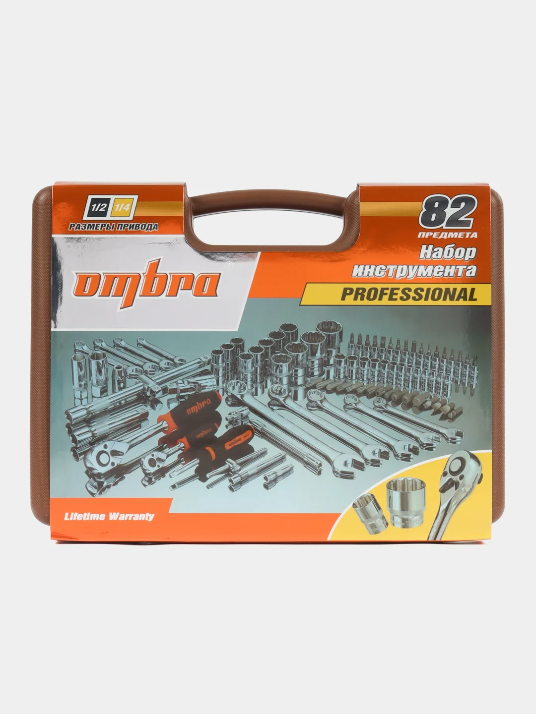 OMT82S12 Набор инструмента универсальный 1/4", 1/2"DR с головками 12-гранными1/2"DR, 82 пр