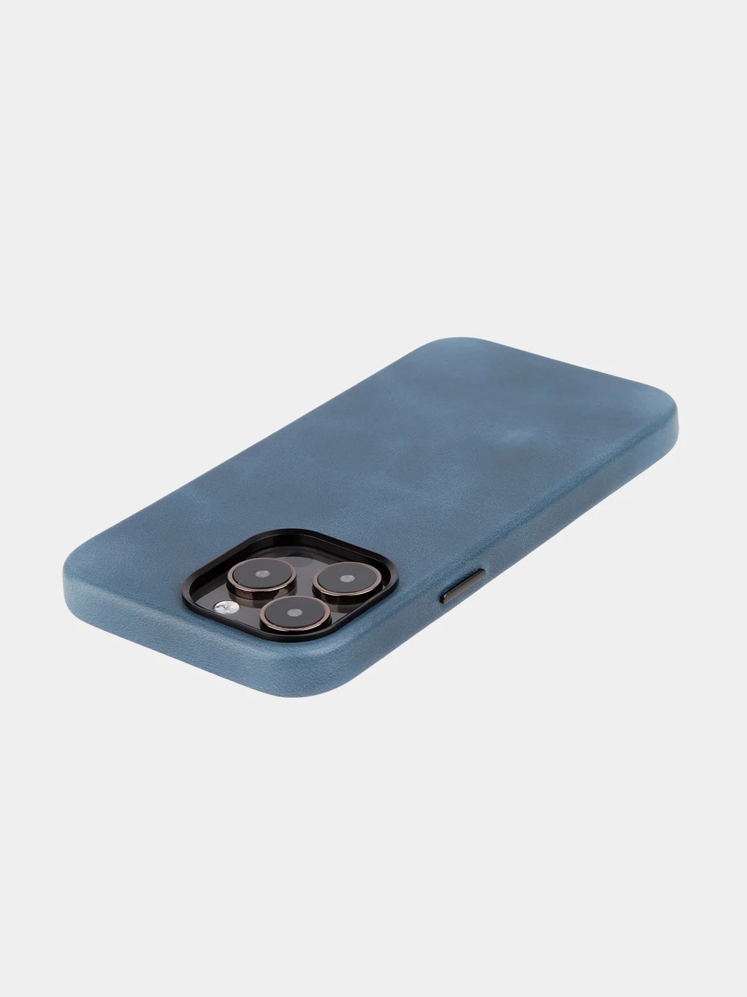 Синий чехол MagSafe для Apple iPhone 14 Pro Max кожаный BROSCORP из натуральной кожи защитный