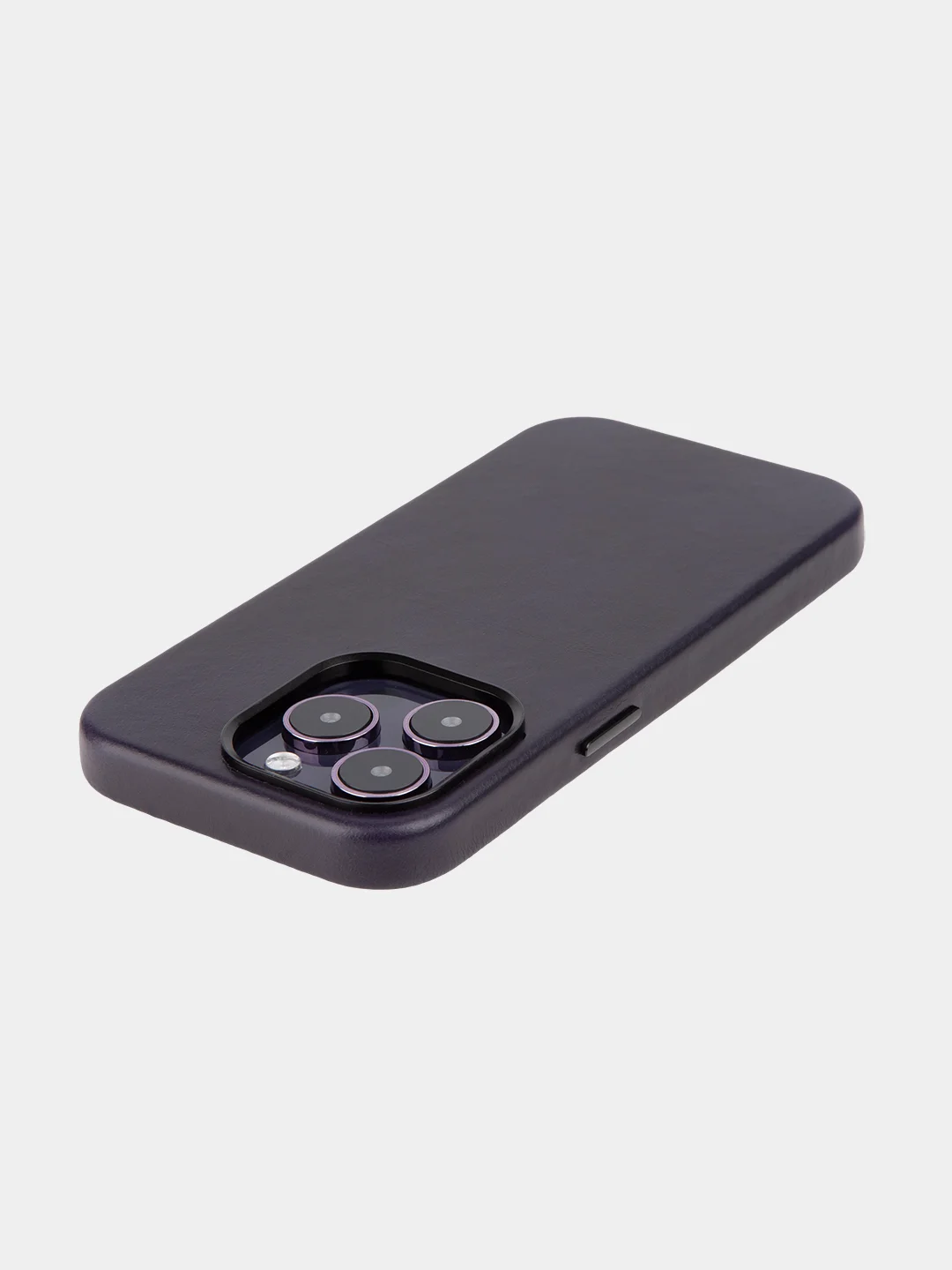 Черный чехол MagSafe для Apple iPhone 14 Pro кожаный BROSCORP из натуральной кожи с защитой камер