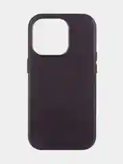 Черный чехол MagSafe для Apple iPhone 14 Pro кожаный BROSCORP из натуральной кожи с защитой камер