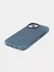 Синий чехол MagSafe для Apple iPhone 14 кожаный BROSCORP из натуральной кожи с защитой камер