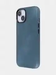 Синий чехол MagSafe для Apple iPhone 14 кожаный BROSCORP из натуральной кожи с защитой камер