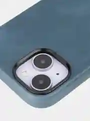 Синий чехол MagSafe для Apple iPhone 14 кожаный BROSCORP из натуральной кожи с защитой камер