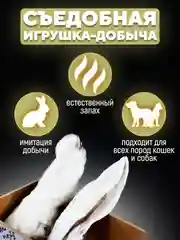 Съедобная игрушка для котят и кошек, Кисуэль, лапка кролика, ушко кролика, 2 шт