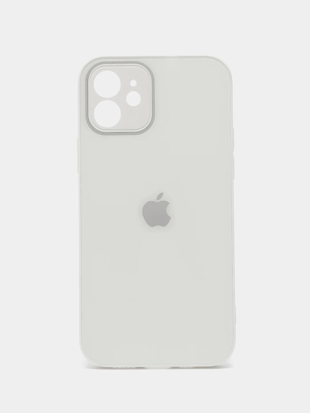 Белый силиконовый чехол для iPhone 12, со стеклянной панелью
